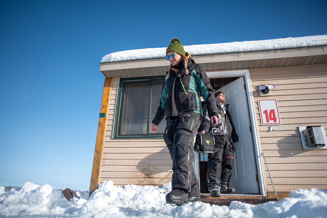 Heated ice house on Mille Lacs Lake at Agate Bay Resort